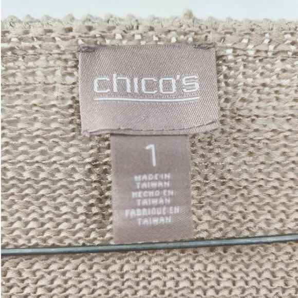 Chico's Tan 3/4 Sleeve Sweater Womens Size Large L (Chico's Size 1) - Picture 3 of 4
